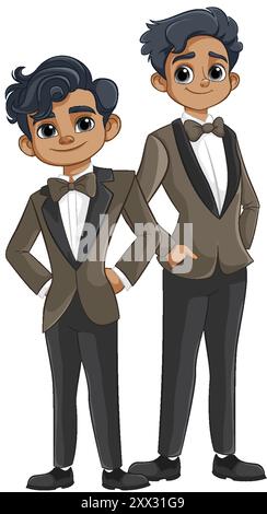 Two characters wearing stylish tuxedos Stock Vector