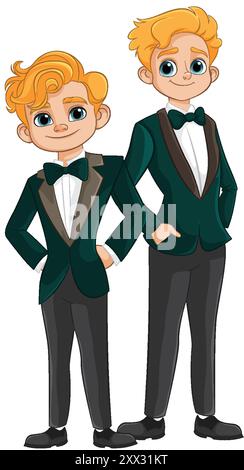 Two characters wearing stylish tuxedos Stock Vector