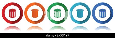 Recycle vector icons, flat icon set for logo design, webdesign and mobile applications, colorful web button collection in eps 10 Stock Vector