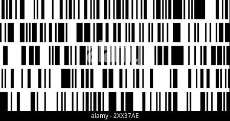 Seamless pattern with several vertical barcodes. Simple black and white vector bg. 2 bit image of machine coding for marking goods and reading by scan Stock Vector