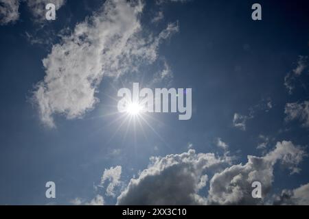 Sun and clouds, sky, Lake Natron area, Tanzania Stock Photo