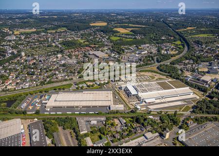 Luftbild, Baustelle Gewerbepark HER-BO an der Autobahn A43 Ausfahrt Bochum-Riemke, Neubau mit Erweiterung, Südstraße mit Lidl Zentrallager, Blick nach Herne-Süd, Herne, Ruhrgebiet, Nordrhein-Westfalen, Deutschland ACHTUNGxMINDESTHONORARx60xEURO *** Aerial view, construction site industrial park HER BO at the highway A43 exit Bochum Riemke, new building with extension, Südstraße with Lidl central warehouse, view to Herne Süd, Herne, Ruhr area, North Rhine-Westphalia, Germany ATTENTIONxMINDESTHONORARx60xEURO Stock Photo