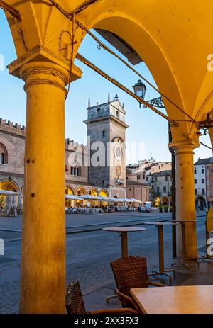 Torre Dell'Orologio, Piazza delle Erbe, Mantua, Mantova, Italy Stock Photo