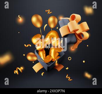 3d balloons with ribbon Stock Vector Image & Art - Alamy