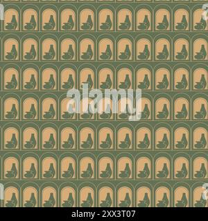 Aesthetic seamless pattern with ceramic vases. Contemporary art with pottery elements Stock Vector