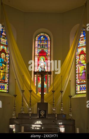 Inside the immaculate conception cathedral in Victoria, Mahe, Seychelles Stock Photo