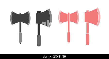 Crossed axes icon. Black silhouette. Front side view. Vector simple flat graphic illustration. Isolated object on a white background. Stock Vector
