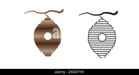 Beehive Line Icon, Outline Vector Symbol Illustration. Pixel Perfect, Editable Stroke. Stock Vector