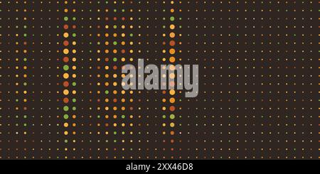 Abstract Colorful Spotted Vertically Aligned Pixels Pattern - Geometric Mosaic Texture, Generative Art, Dark Brown Vector Background Stock Vector