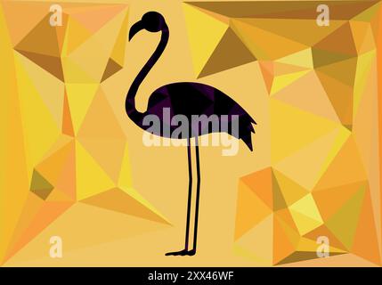 low polygonal flamingo triangle vector illustration geometric design with beautiful background Stock Vector