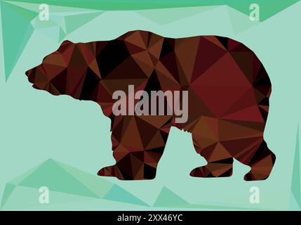Modern low poly brown bear geometric shapes wild animal vector illustration design Stock Vector