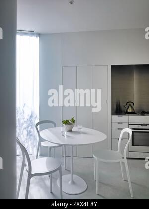 Minimal style kitchen and dining room in a japanese apartment, Tokyo, Japan Stock Photo