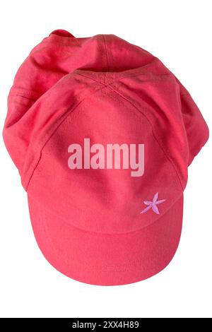 girls pink baseball cap isolated on white background Stock Photo