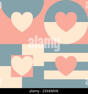 love geometric square hand drawn vector illustration seamless pattern background Stock Vector