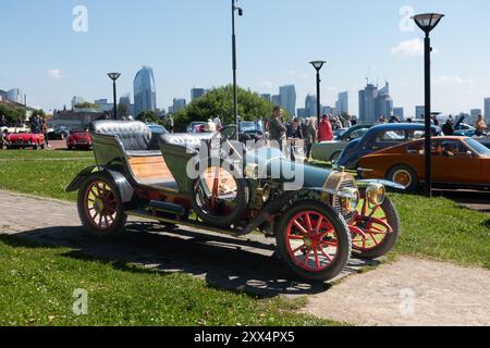 Peugeot  vintage car at the Old Timer Rally at  Mont Valerien, Suresnes, Paris, France. Stock Photo