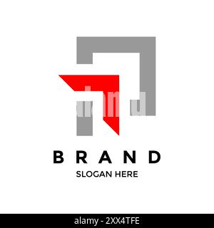 Logo design of F & P letter in vector format file with red arrow Stock Vector