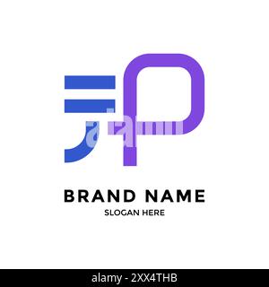 Logo design of F & P letter in vector format file with equal and comma symbol Stock Vector