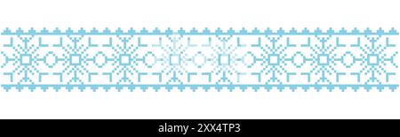 Pixel Border snowflake winter decoration elements. Divider patterns y2k. Simple minimal. Holiday Chirtmas frame. Vector illustration Stock Vector
