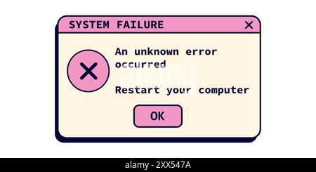 System failure retro message with text. Stock Vector