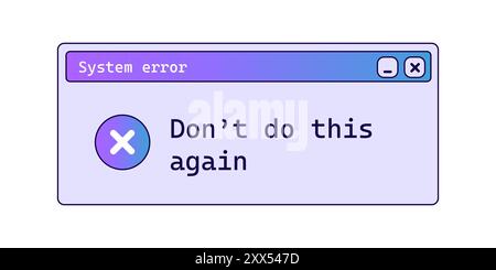 Retro system error message with gradient . Warning message on screen. Stock Vector