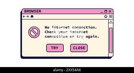 No internet connection window in retro style. Stock Vector