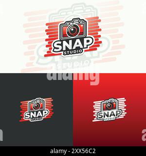 Dynamic Camera Emblem Logo for Snap Studio photography design Stock Vector