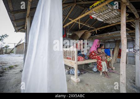 The people living in the chars - temporary sediment islands in the big rivers of Bangladesh - are especially vulnerable to weather events caused by climate change. The Friendship NGO have various outreach programs to help mitigate the impacts. Stock Photo