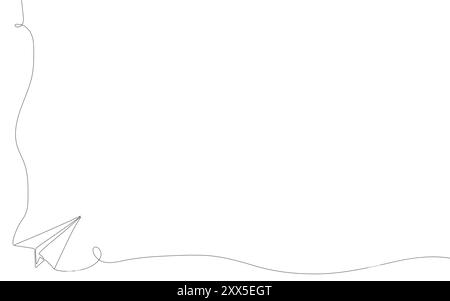 Continuous line paper plane, airplane vector art background. Abstract doodle email, mail plane, travel dream concept air. Vector abstract illustration Stock Vector