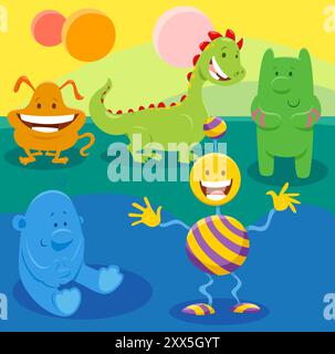 Cartoon Illustrations of Monsters or Aliens Comic Fantasy Characters ...