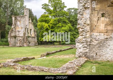 Minster Lovell Hall. Ancient ruins on the River Windrush in the Cotswolds AONB Stock Photo