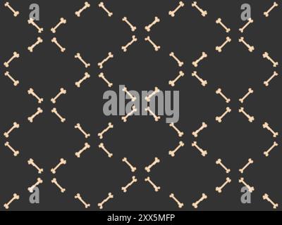 Seamless pattern of pixel bones. Halloween pattern of 8-bit skeleton bones in the style of classic graphics of retro games of the 80s. Design for cove Stock Vector
