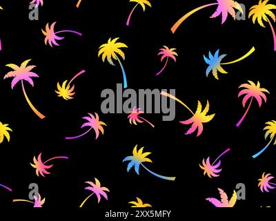 Palm trees seamless pattern. Colorful gradient palm trees. Background with tropical pattern of palm trees. Summer time. Design for wallpapers, banners Stock Vector
