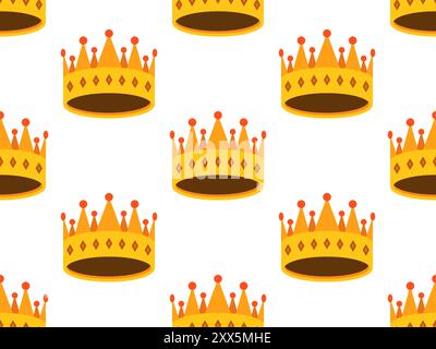 Seamless pattern with golden crowns with stones on a white background. Crown of medieval rulers. Crown vector design for wallpapers, wrappers, banners Stock Vector