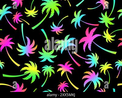 Palm trees seamless pattern. Colorful gradient palm trees. Background with tropical pattern of palm trees. Summer time. Design for wallpapers, banners Stock Vector