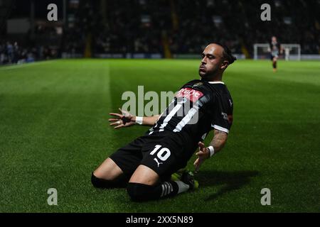 Notts County's Jodi Jones celebrates scoring their side's third goal of the game during the Sky Bet League Two match at Meadow Lane, Nottingham. Picture date: Thursday August 22, 2024. Stock Photo