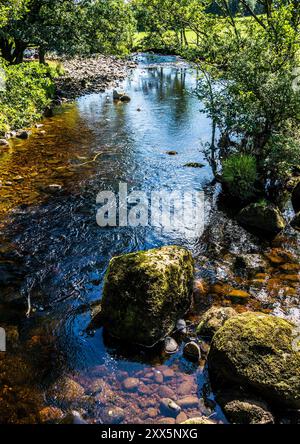 The River Hodder flows through Dunsop Bridge. Stock Photo