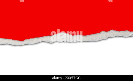 Torn red paper on white background Stock Photo