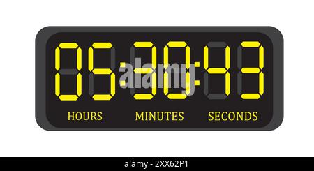 Electronic, digital clock numbers icon set. Stock Vector