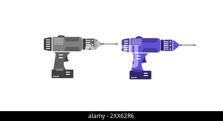 Screwdriver, power drill line icon, outline and filled vector sign, linear and full pictogram isolated on white Stock Vector