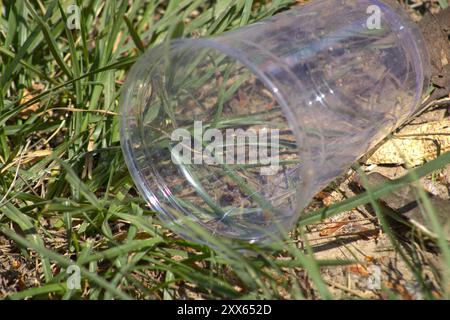 clear empty fast food cup garbage Stock Photo