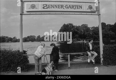 Germany, Berlin, 27 June 1991, landing stage, Zenner-Garten in Treptower Park, Europe Stock Photo