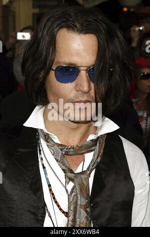 Johnny Depp attends the World Premiere of Pirates of the Caribbean: At World's End held at Disneyland in Anaheim, California on May 19, 2007 Stock Photo