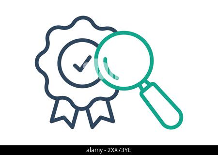 Quality control icon. line icon style. charter with magnifying glass. icon related to efficiency. productivity elements vector illustration Stock Vector
