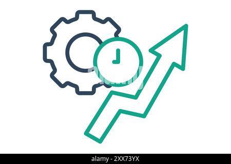 Productivity icon. line icon style. gear with clock and arrow. icon related to efficiency. productivity elements vector illustration Stock Vector