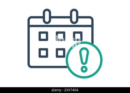 Deadline icon. line icon style. calendar with warning. icon related to efficiency. productivity elements vector illustration Stock Vector