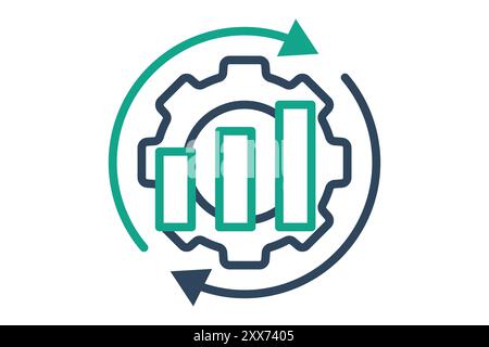 Optimization icon. line icon style. chart with gear and arrow. icon related to efficiency. productivity elements vector illustration Stock Vector