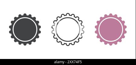 Beer bottle cap icons. Soda or beer metal lid. Line, glyph and filled outline colorful version, beer cap outline and filled vector sign. Stock Vector