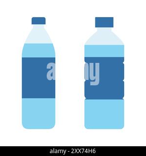 Bottle of water icon in flat style. Water bottle set. Water bottle icon set. Icon for drinking water package and mineral bottle. Water bottle icon. Stock Vector