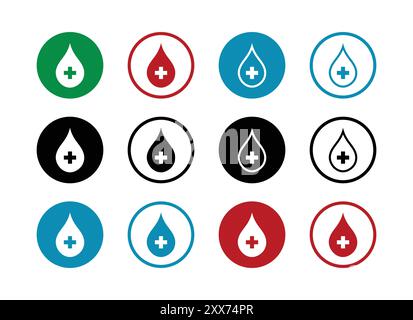 Blood drop sign symbol logotype. Donate drops blood with cross sign ...