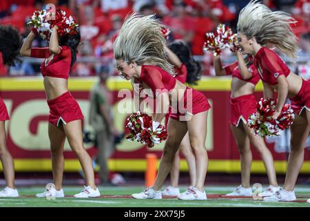 August 22, 2024: Kansas City Chiefs cheerleaders perform during the second half during a game between the Kansas City Chiefs and Chicago Bears at GEHA Field at Arrowhead Stadium in Kansas City, MO. David Smith/CSM Stock Photo